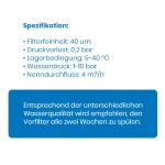 Rückspülfilter automatisch - Spezifikationen