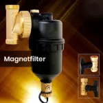 GEWAPUR Schlammabscheider und Magnetitabscheider Premium mit den beiden mitgelieferten Kugelhähnen
