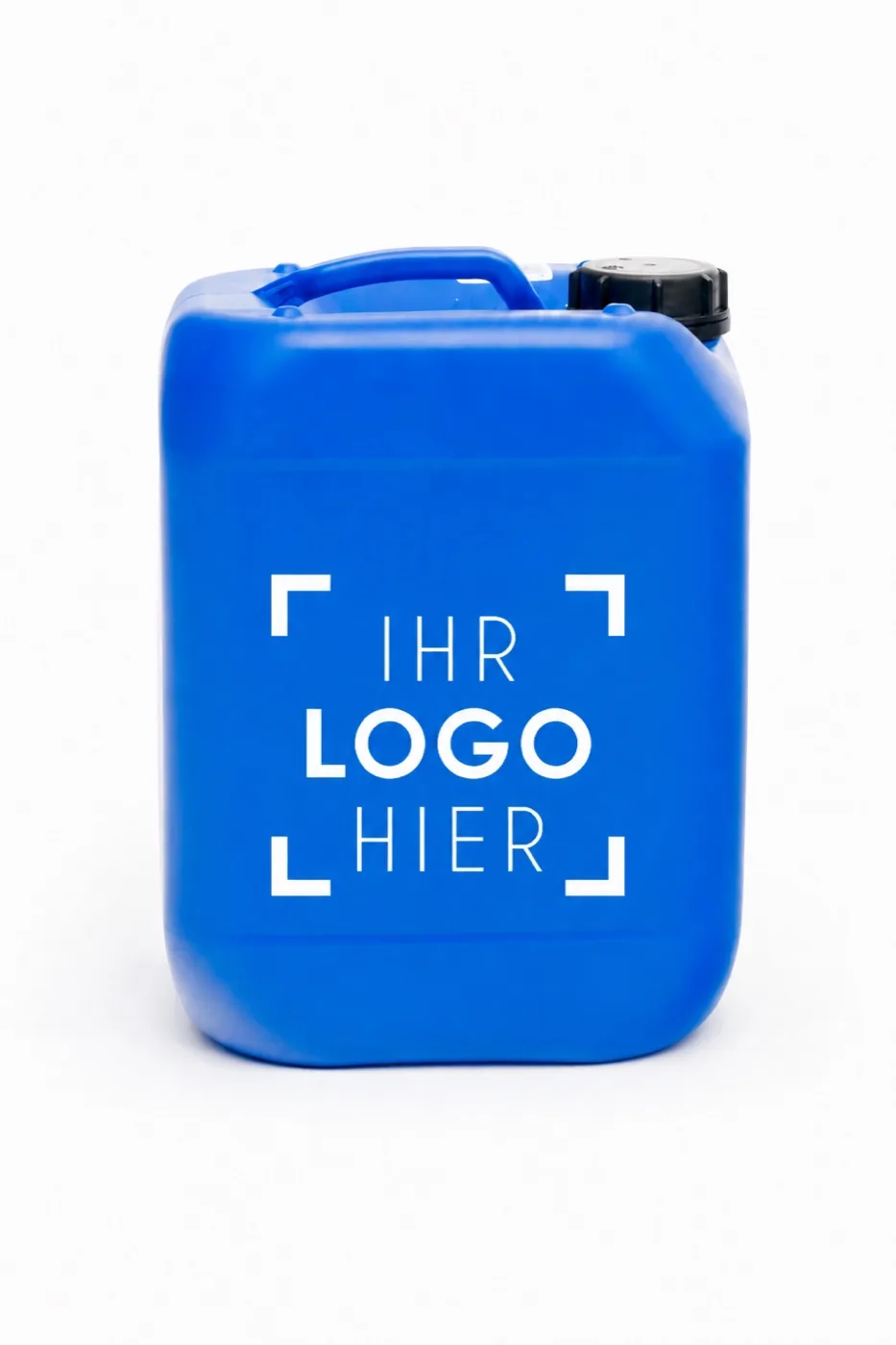 Eigenmarken, OEM-Produkte und individuelle Lösungen für die Wasseraufbereitung 8 Blauer Kanister mit Platzhalter für das Kundenlogo